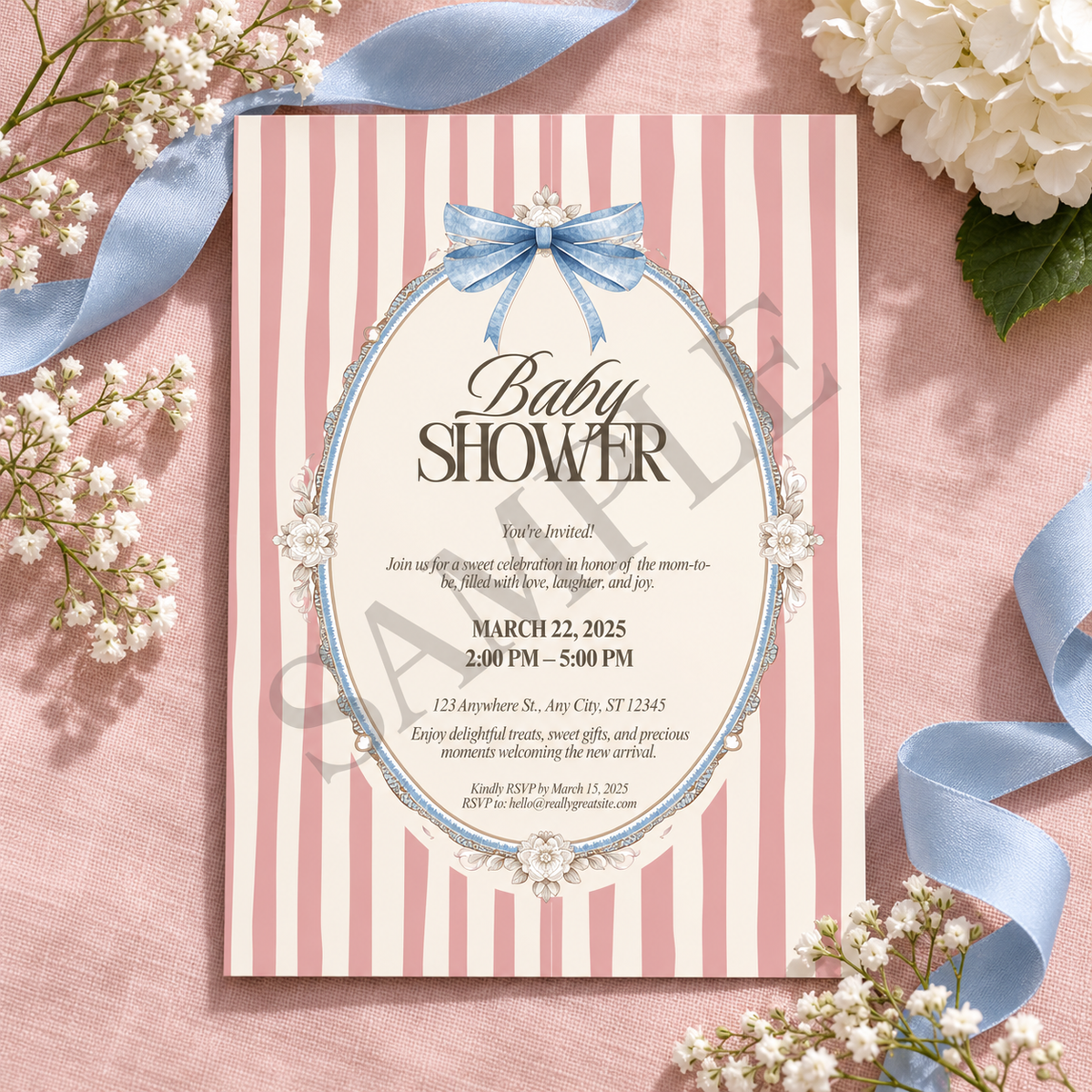 Timeless Pink Baby Shower Invitation Template