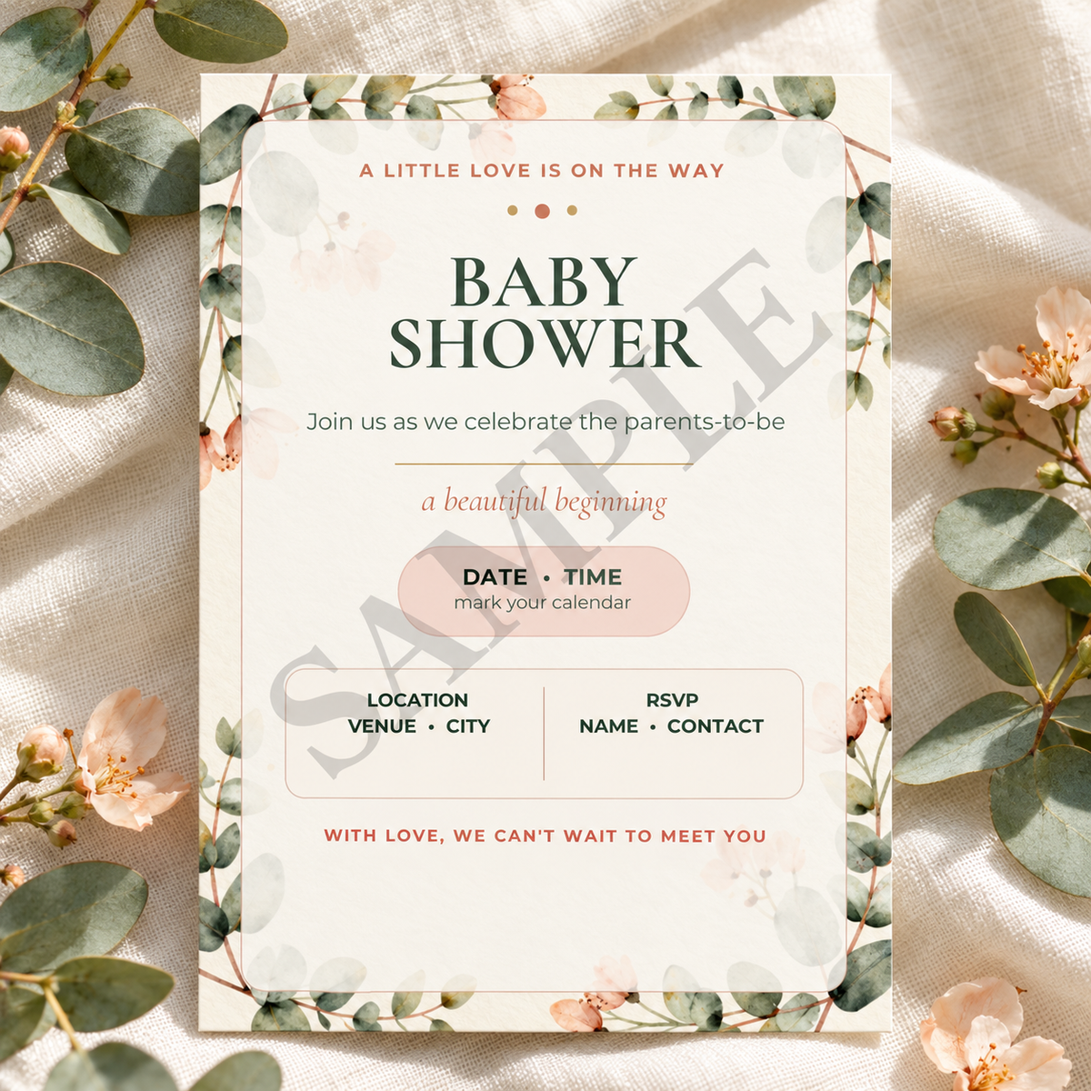Botanical Baby Shower Invitation Template