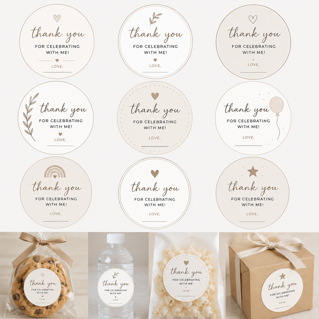 Minimalist Party Favors Labels