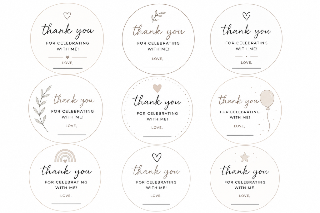 Minimalist Party Favors Labels