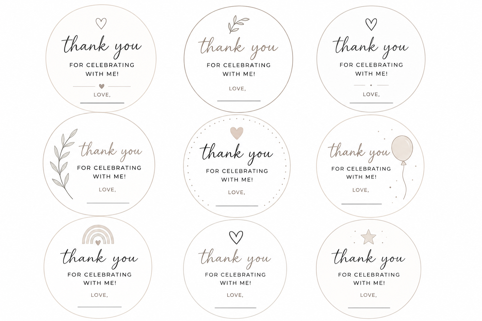 Minimalist Party Favors Labels