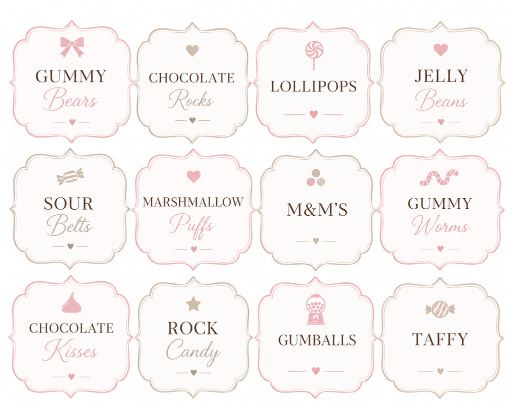 Pastel Candy Buffet Labels
