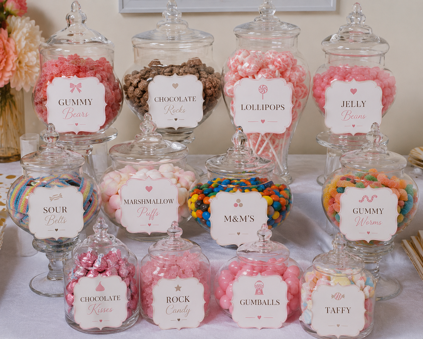 Pastel Candy Buffet Labels